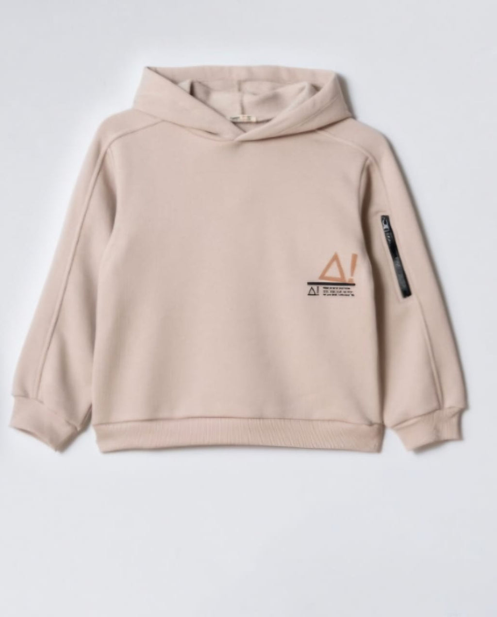 Sleek Essentials: Taupe Hoodie with Graphic Accent