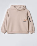 Sleek Essentials: Taupe Hoodie with Graphic Accent