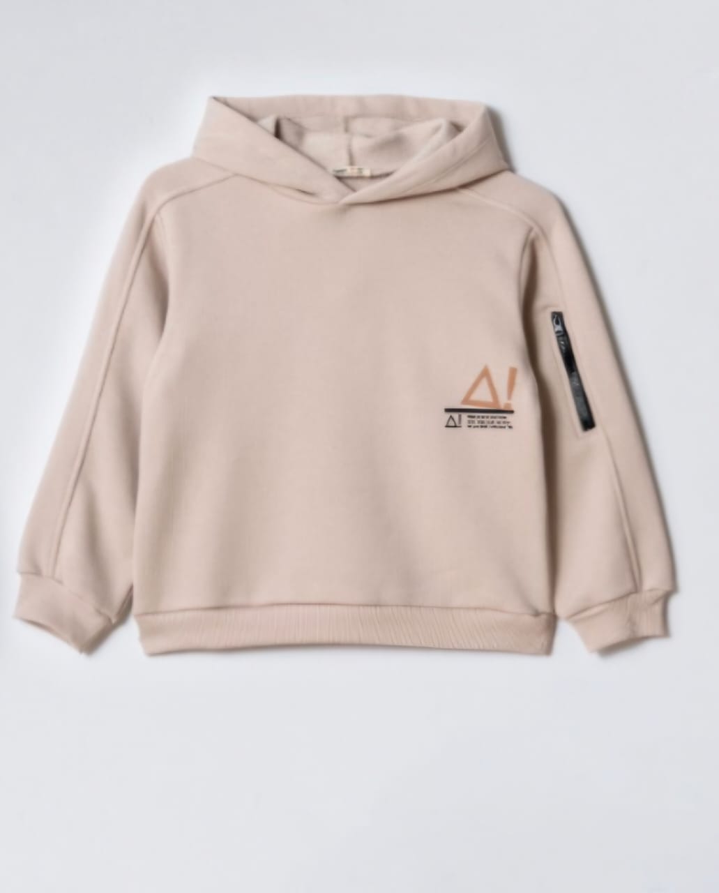 Sleek Essentials: Taupe Hoodie with Graphic Accent
