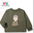 Little Genius: Olive Crewneck with Character Appliqué