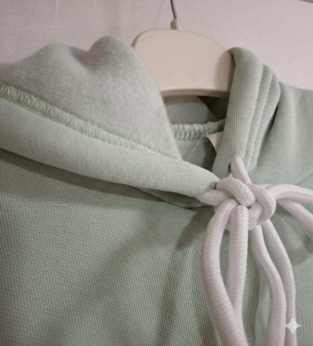 Girls' Mint Green "SOLOVE" Hooded Sweatshirt Dress with Ruffle Hem