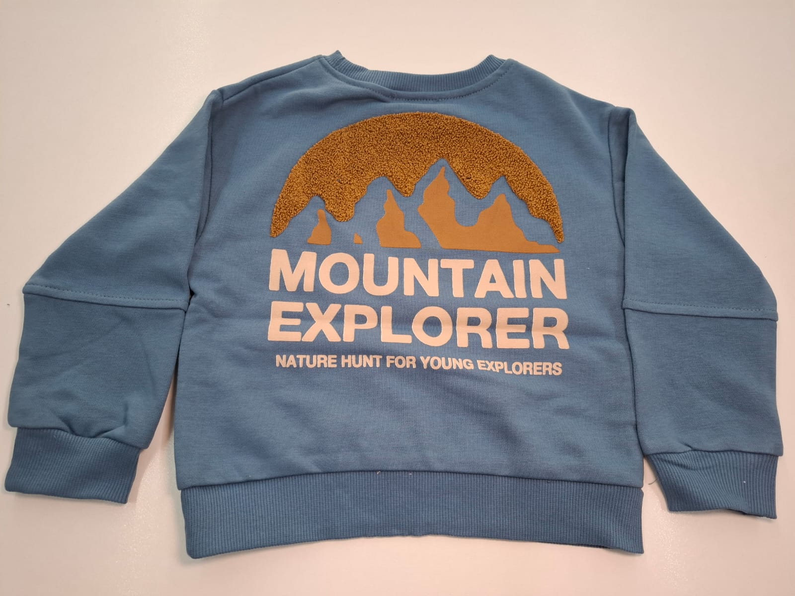 Adventure Awaits: Textured Mountain Explorer Crewneck