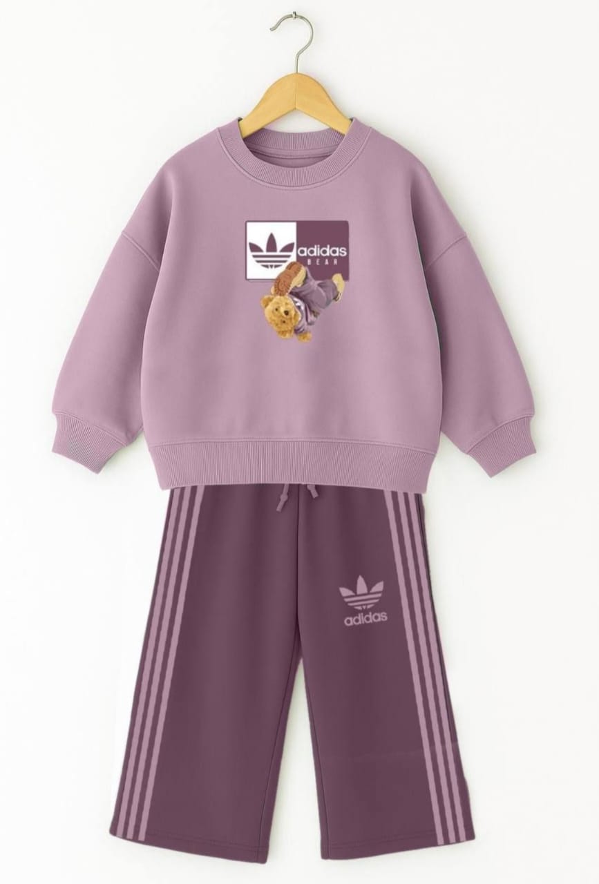 Chic Lilac Athleisure: The Adidas Bear Set