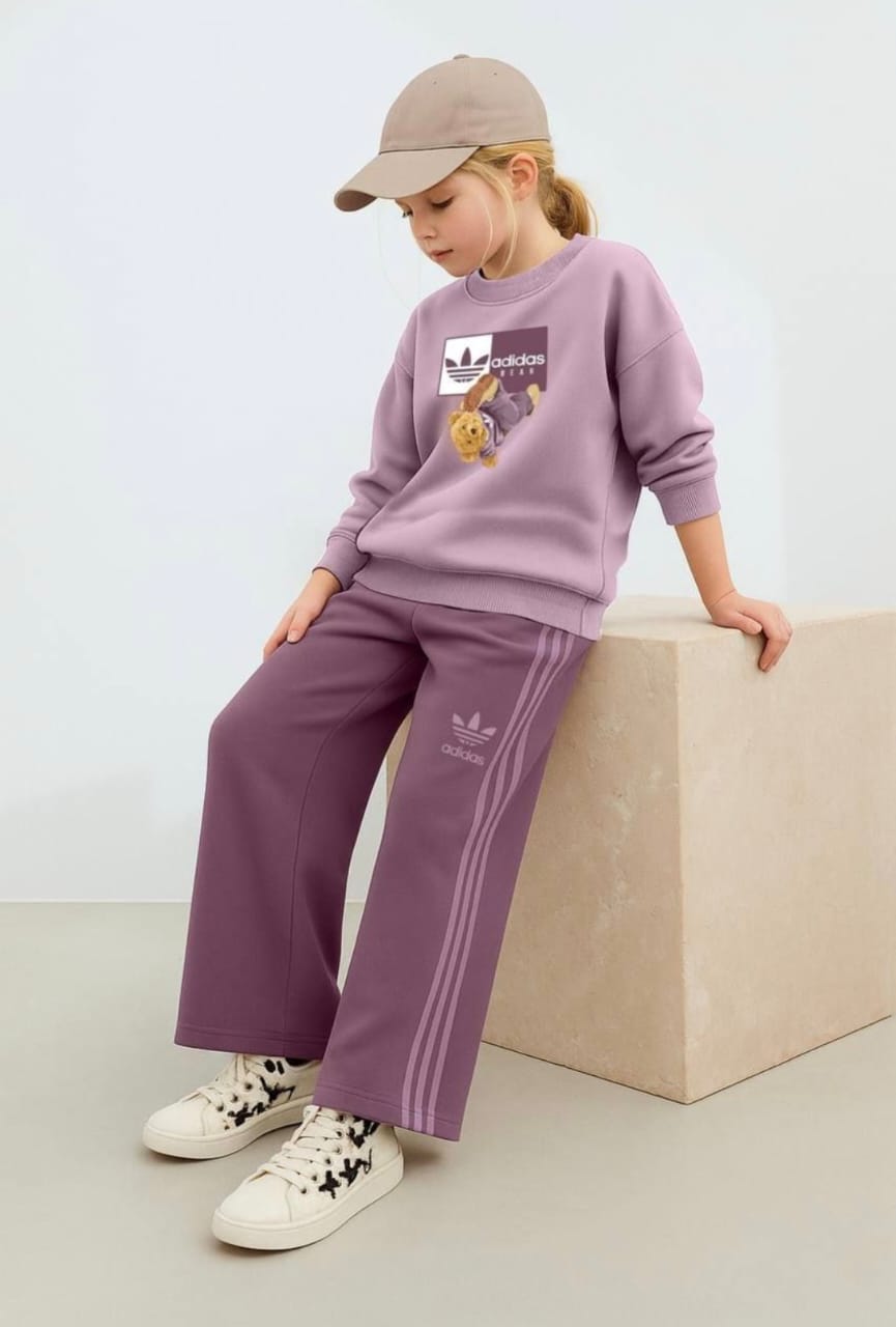 Chic Lilac Athleisure: The Adidas Bear Set