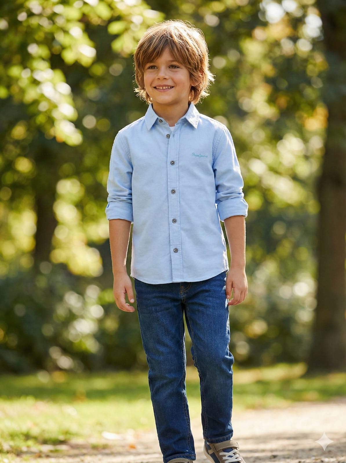 Boys' Solid Light Blue Oxford Shirt
