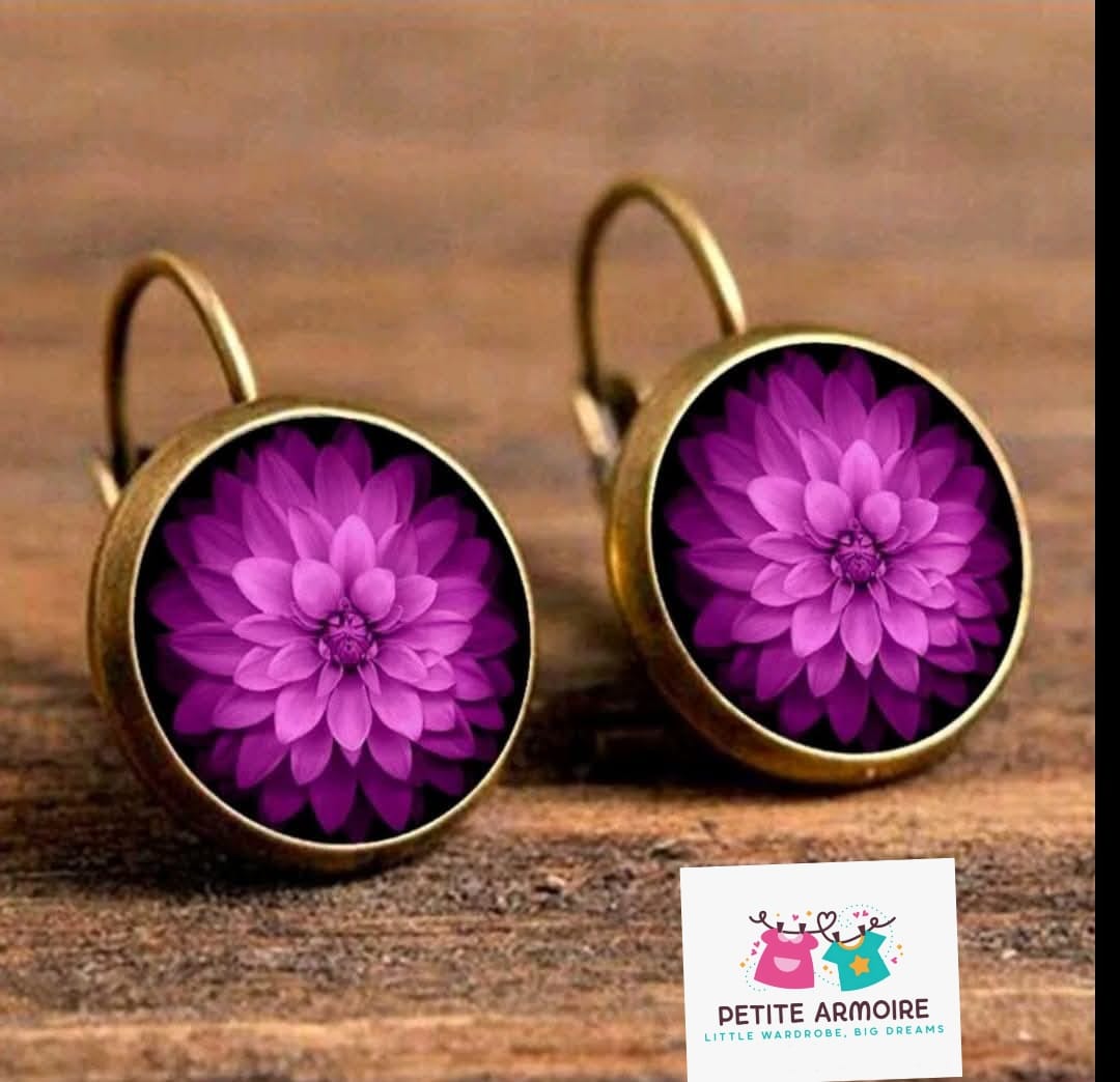 Enchanted Dahlia: Antique Bronze Floral Drop Earrings