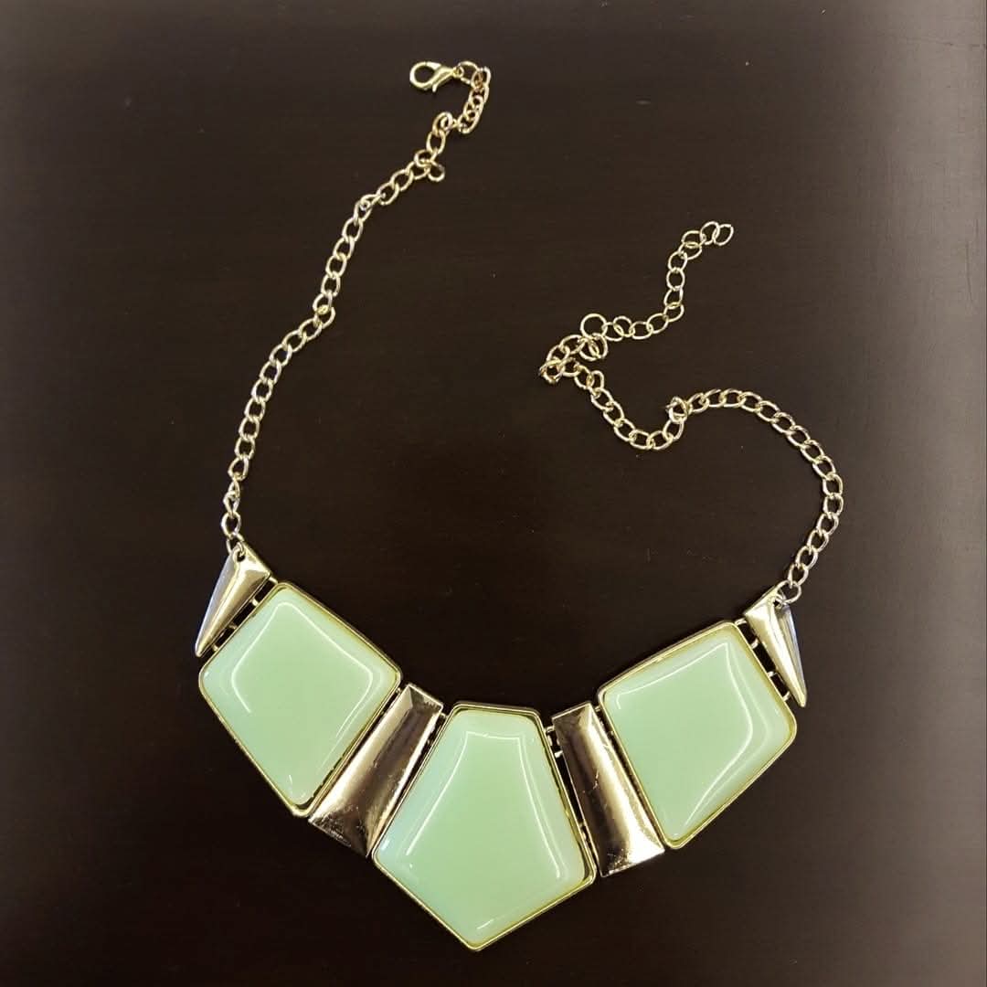 Mint Muse: Geometric Pastel Statement Necklace