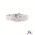 Silver Mesh Belt Bracelet with Crystal Pavé Flower
