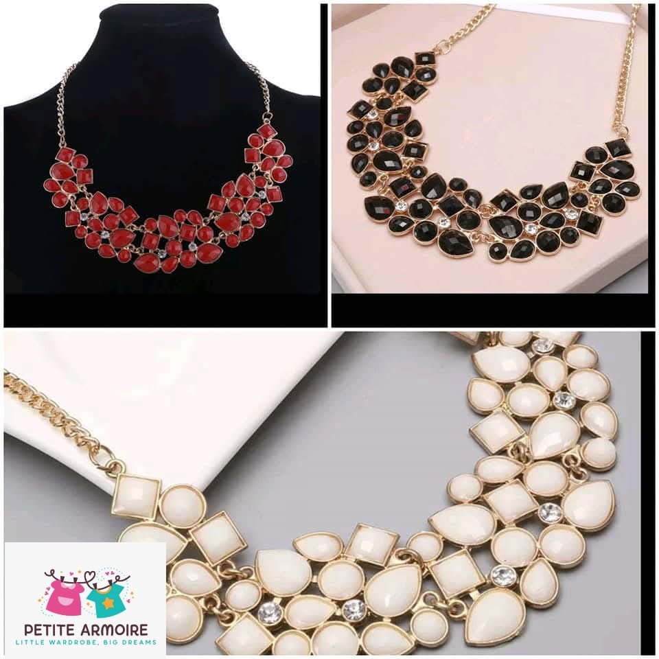 Classic Black & Crystal Statement Necklace - Evening Collar