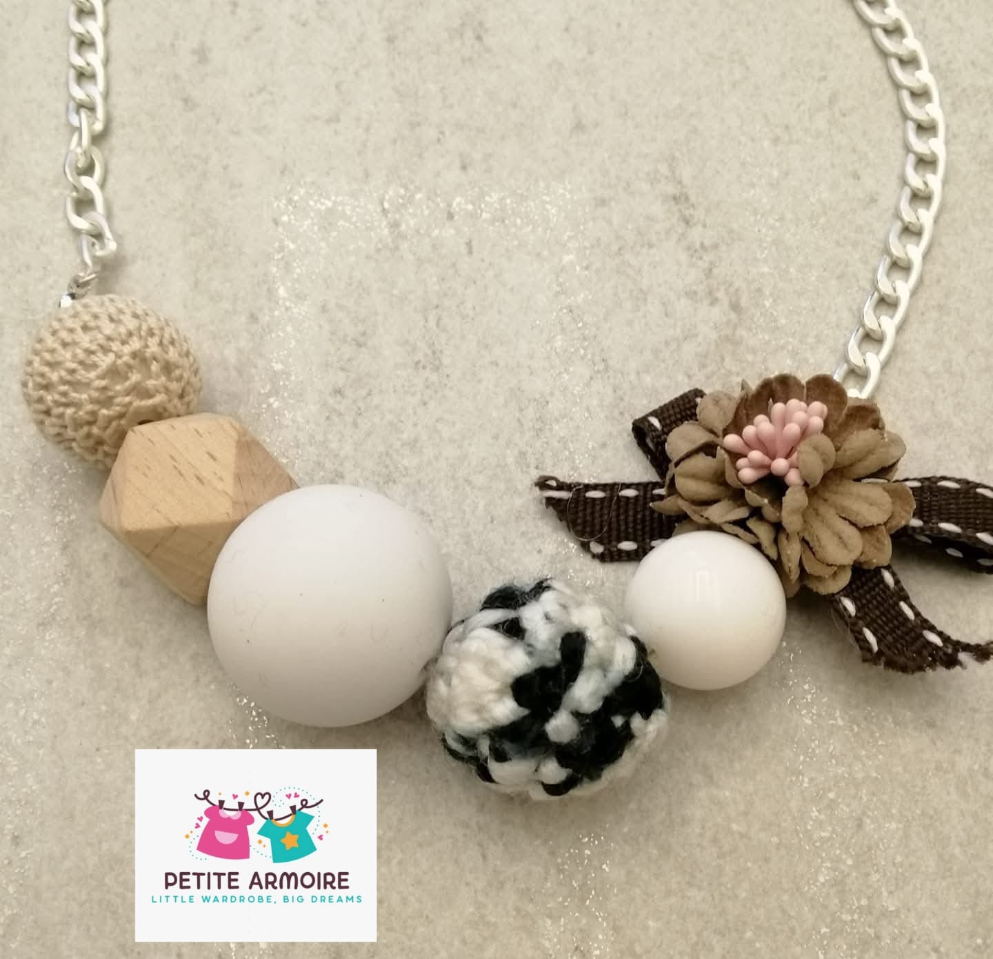 Rustic Chic Mixed-Media Beaded Necklace - Boho Floral Collar