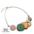 Colorful Boho Disc Statement Necklace - Woven Raffia & Wood Collar