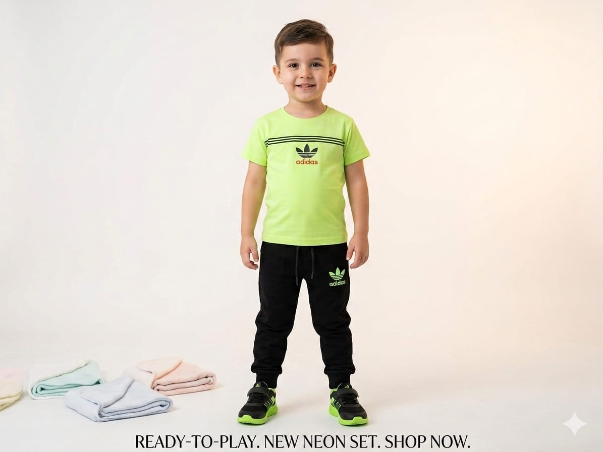 The Neon Track Set: Short-Sleeve Tee and Drawstring Joggers