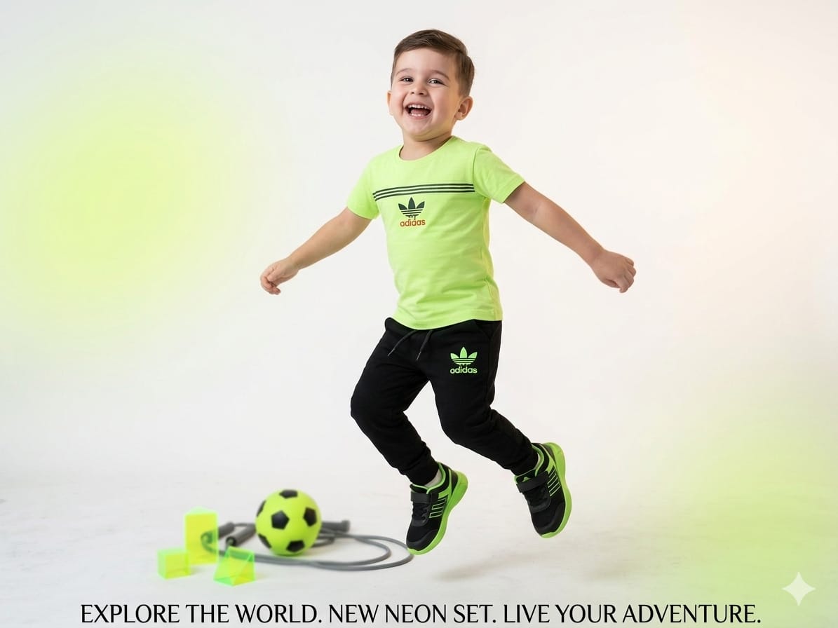 The Neon Track Set: Short-Sleeve Tee and Drawstring Joggers