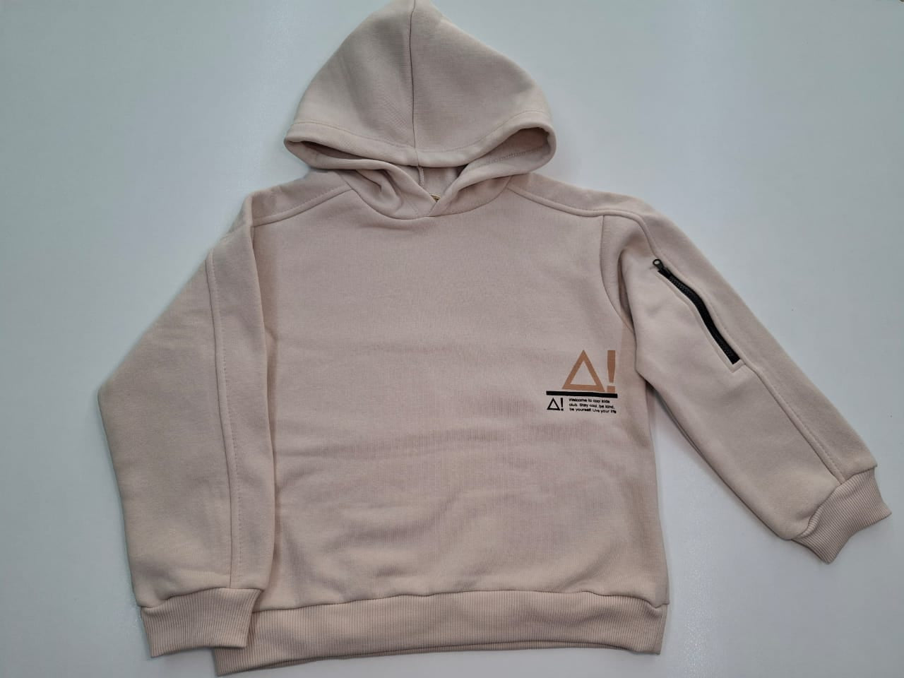 Sleek Essentials: Taupe Hoodie with Graphic Accent