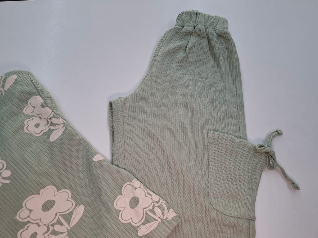 Wildflower Wonder: Ribbed Floral Tracksuit Set