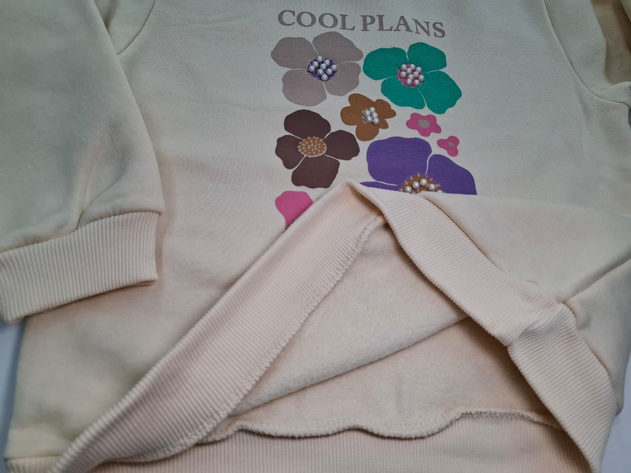 Cool Plans & Happy Blooms: The Pearl-Detail Floral Sweatshirt