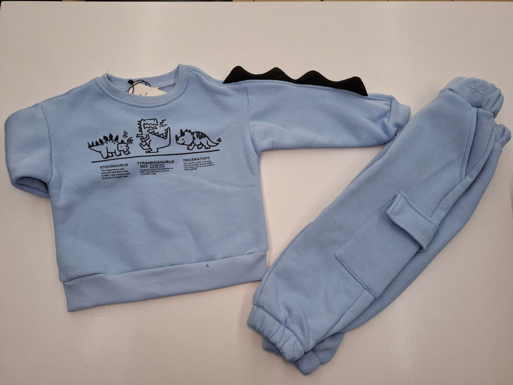 Dino Discovery: The Cool Blue Graphic Tracksuit Set