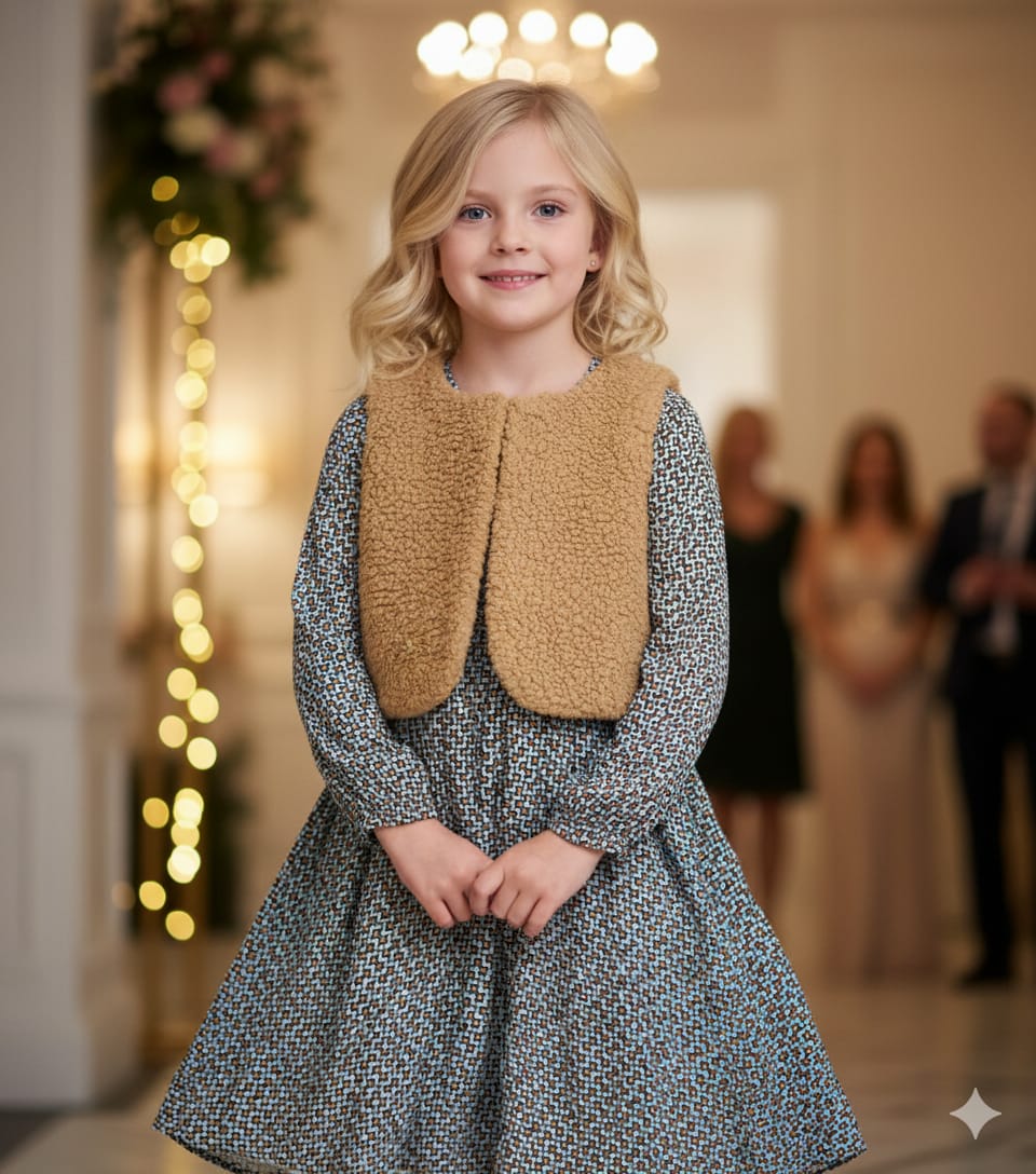 Little Girls ' Elegant  Long Sleeve Dress