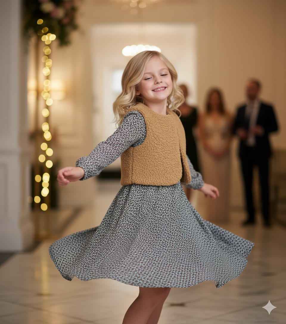 Little Girls ' Elegant  Long Sleeve Dress