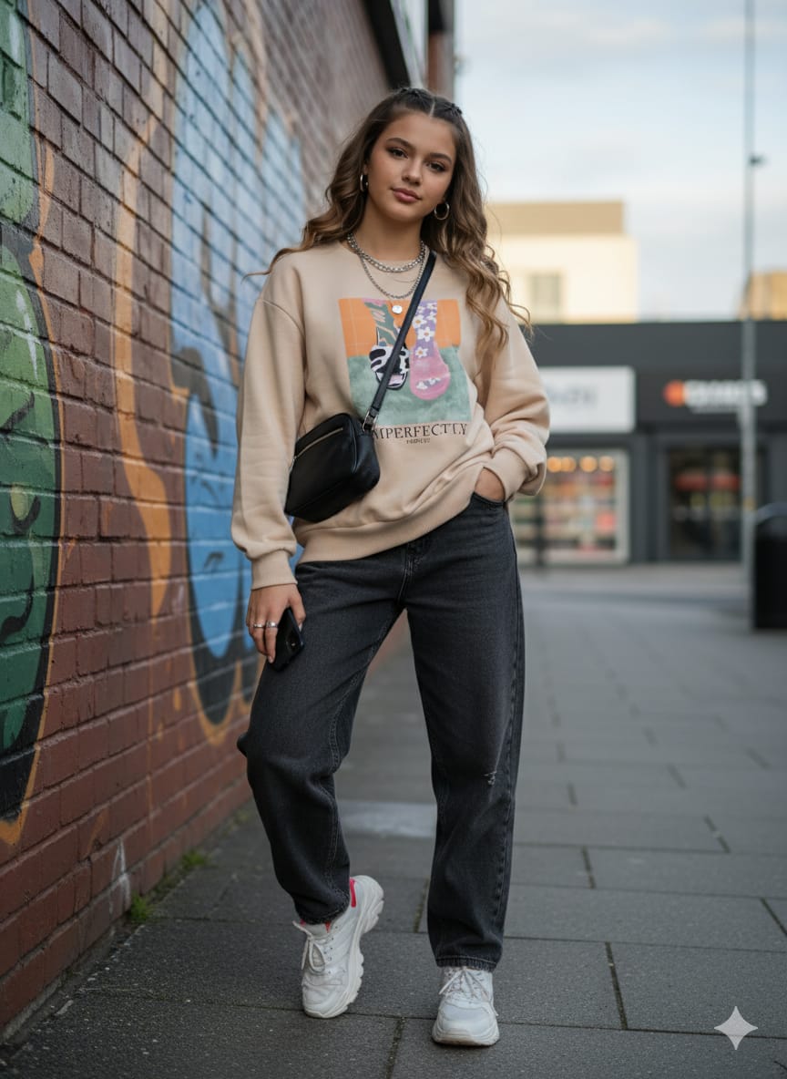 Graphic Statement: The Perfectly Imperfect Oversized Sweatshirt