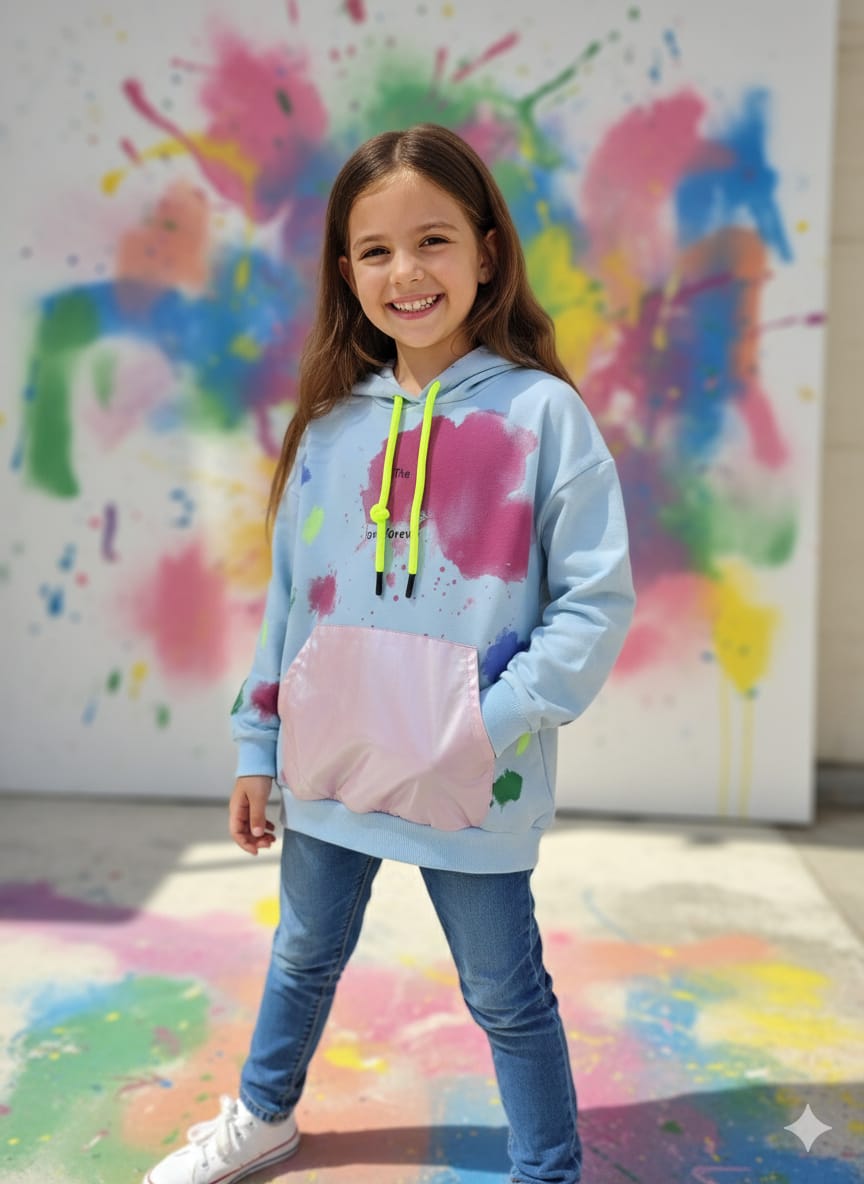 Art Splash: The Bright Graphic Hoodie with Contrast Pocket