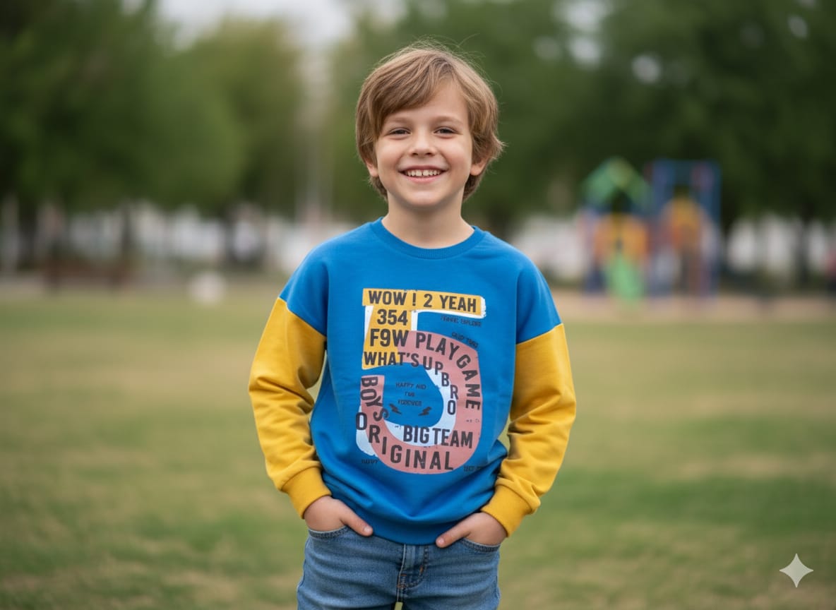 Blue & Yellow Flash: Soft & Stylish Crewneck